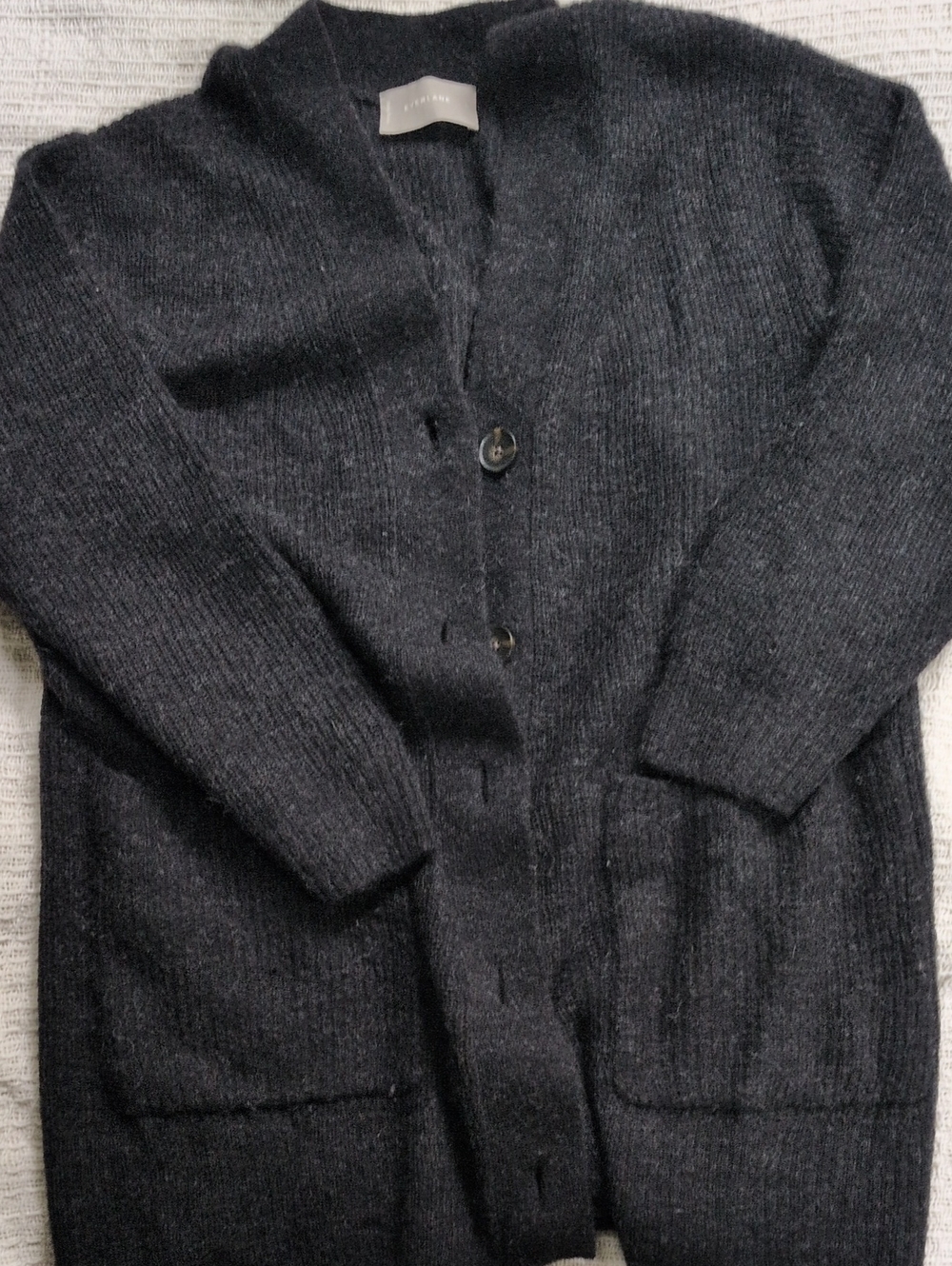 Everlane Charcoal Gray Long Cardigan Sweater Alpaca Wool